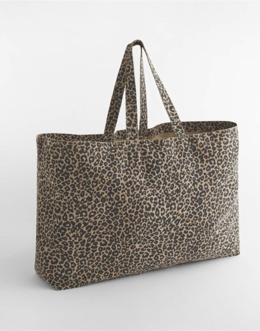 Leopard Print Canvas Oversized Tote Bag